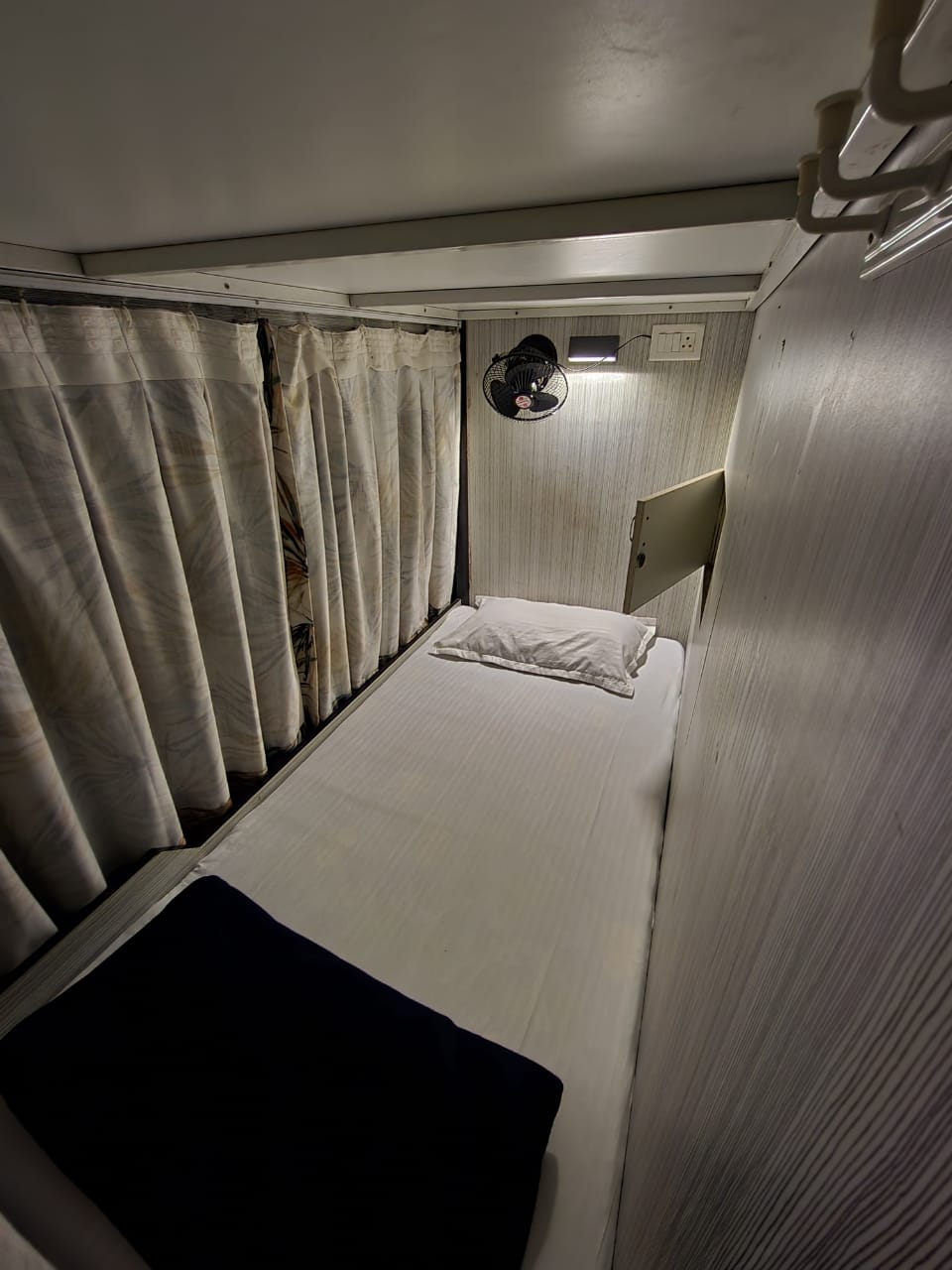 Corner view of bed interior showing comfort